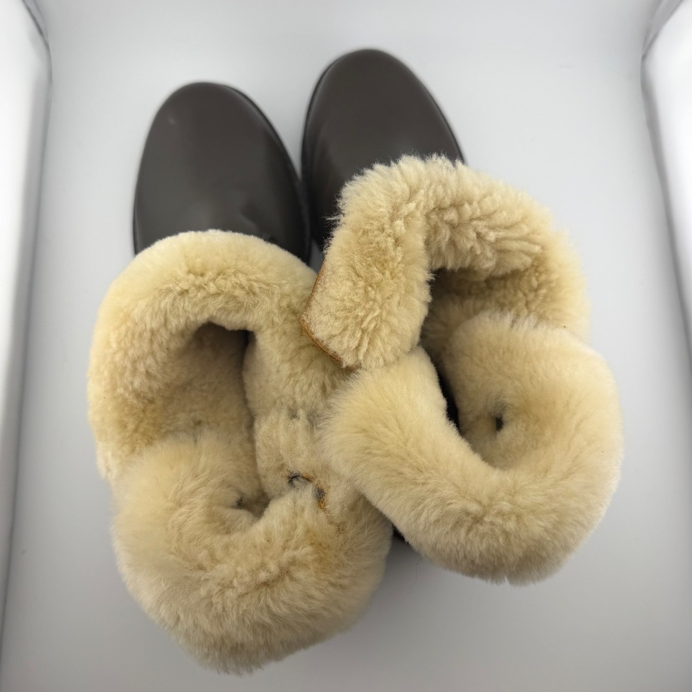Matt Bernson Shearling Leather Ankle Boots Womens 10 Brown Buckle Winter Moto - Picture 9 of 9